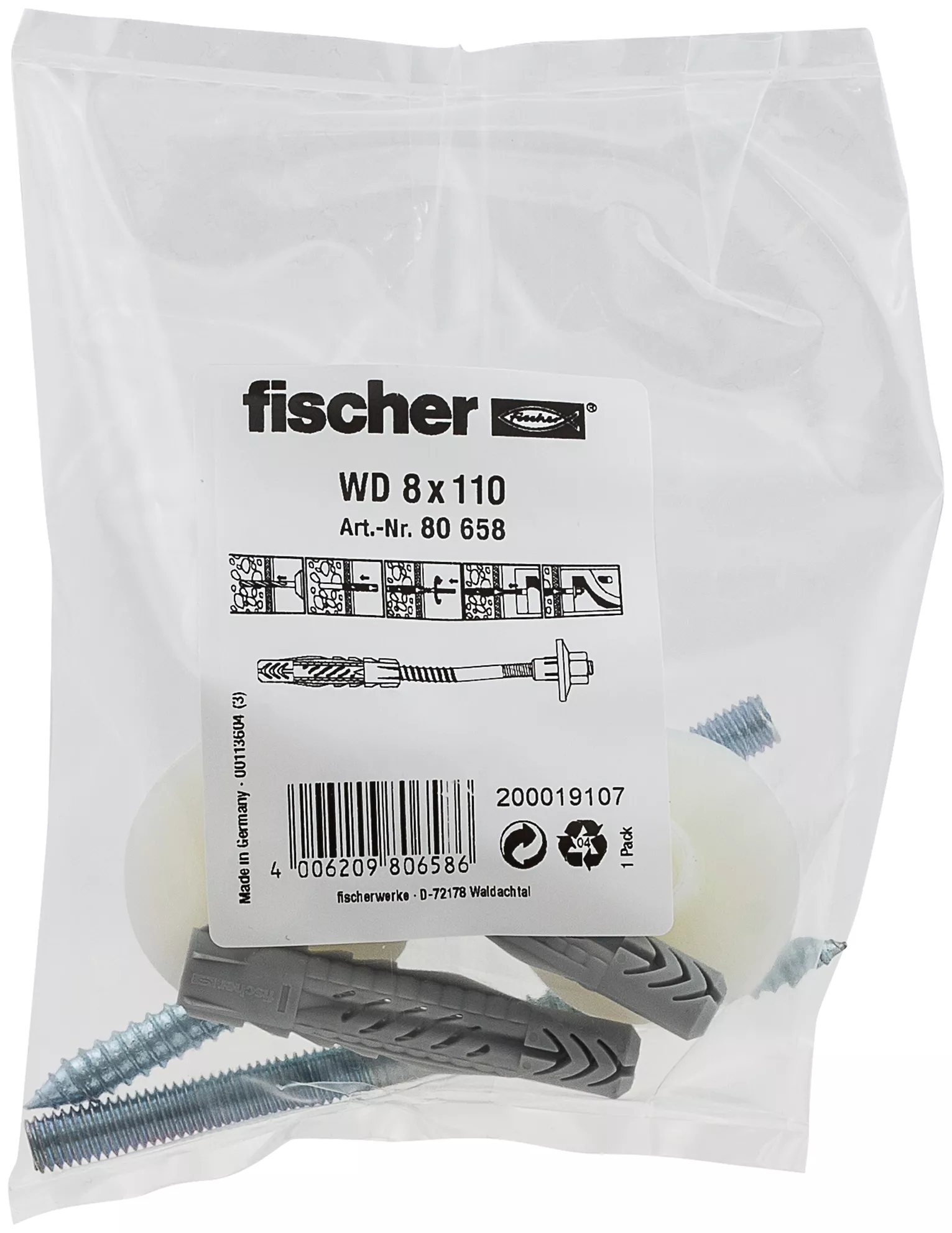 Fischer Крепеж для раковин и писсуаров WD 8 x 110 (фото 2)