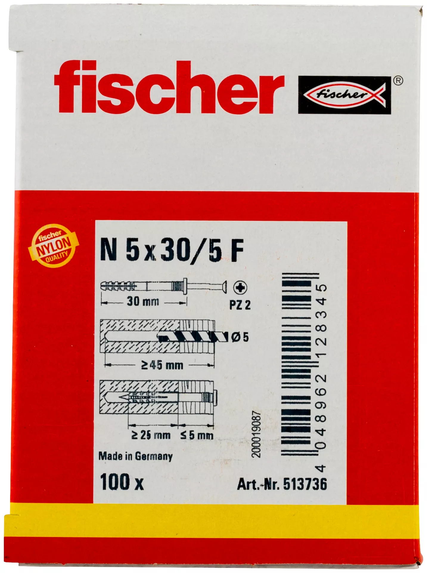 Fischer Гвоздевой дюбель N 5 x 30/5 F (100) (фото 12)