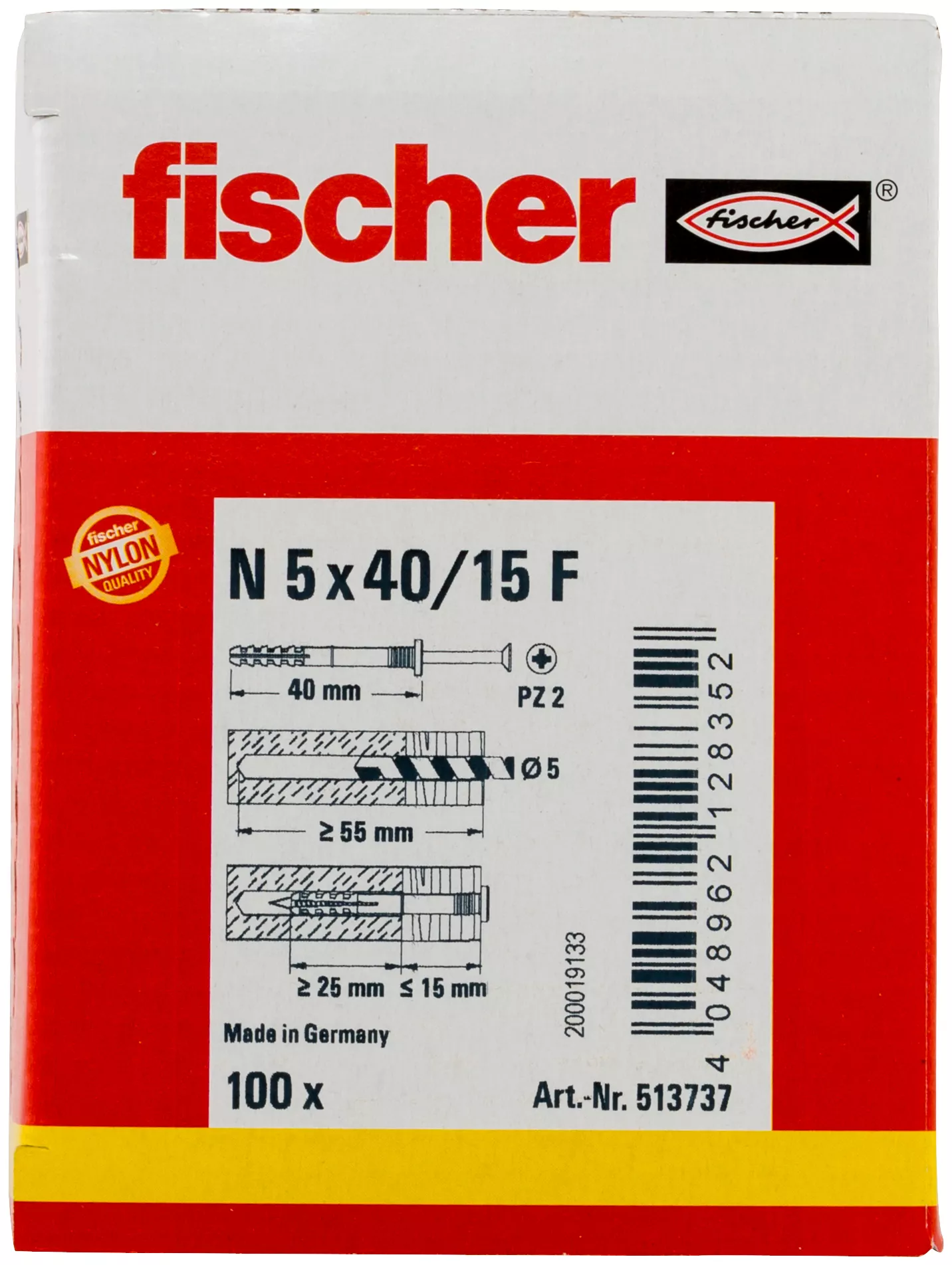 Fischer Гвоздевой дюбель N 5 x 40/15 F (100) (фото 12)