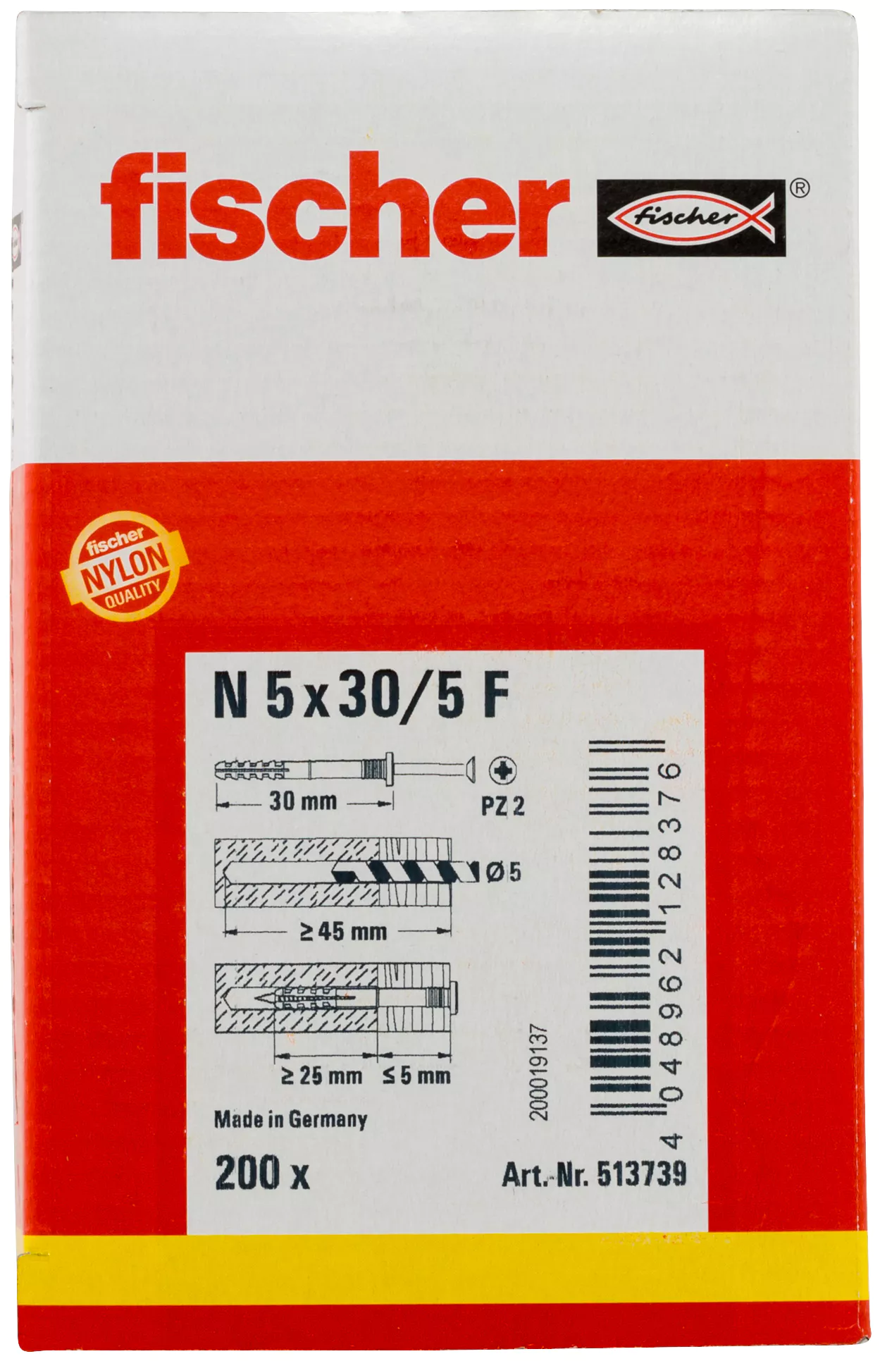 Fischer Гвоздевой дюбель N 5 x 30/5 F (200) (фото 3)