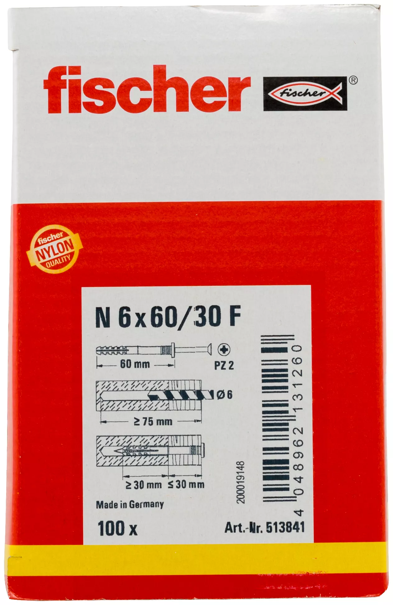 Fischer Гвоздевой дюбель N 6 x 60/30 F (100) (фото 3)