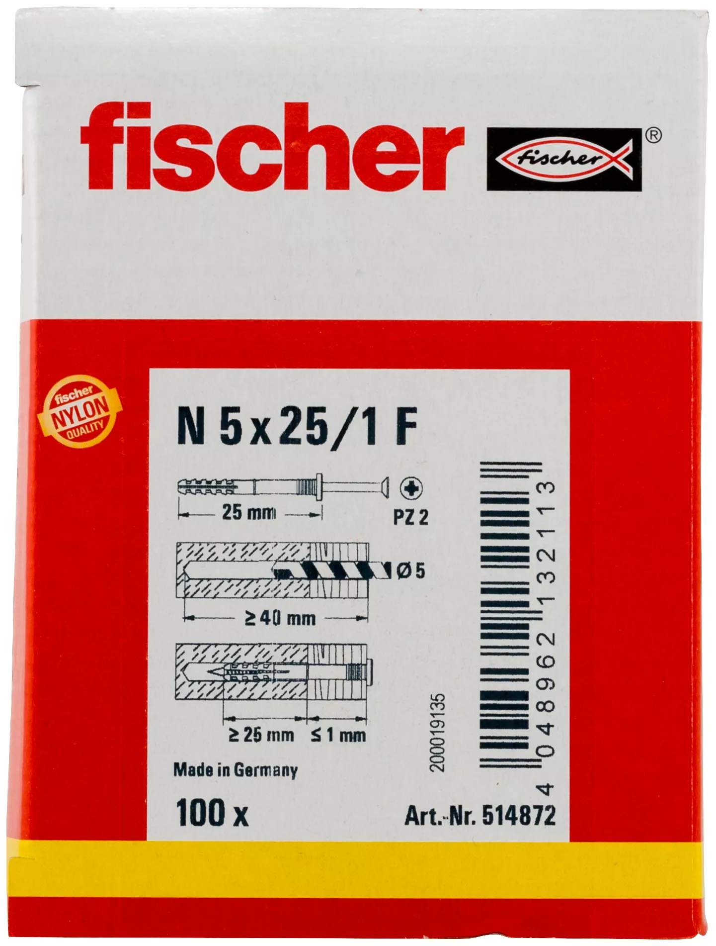 Fischer Гвоздевой дюбель N 5 x 25/1 F (100) (фото 13)