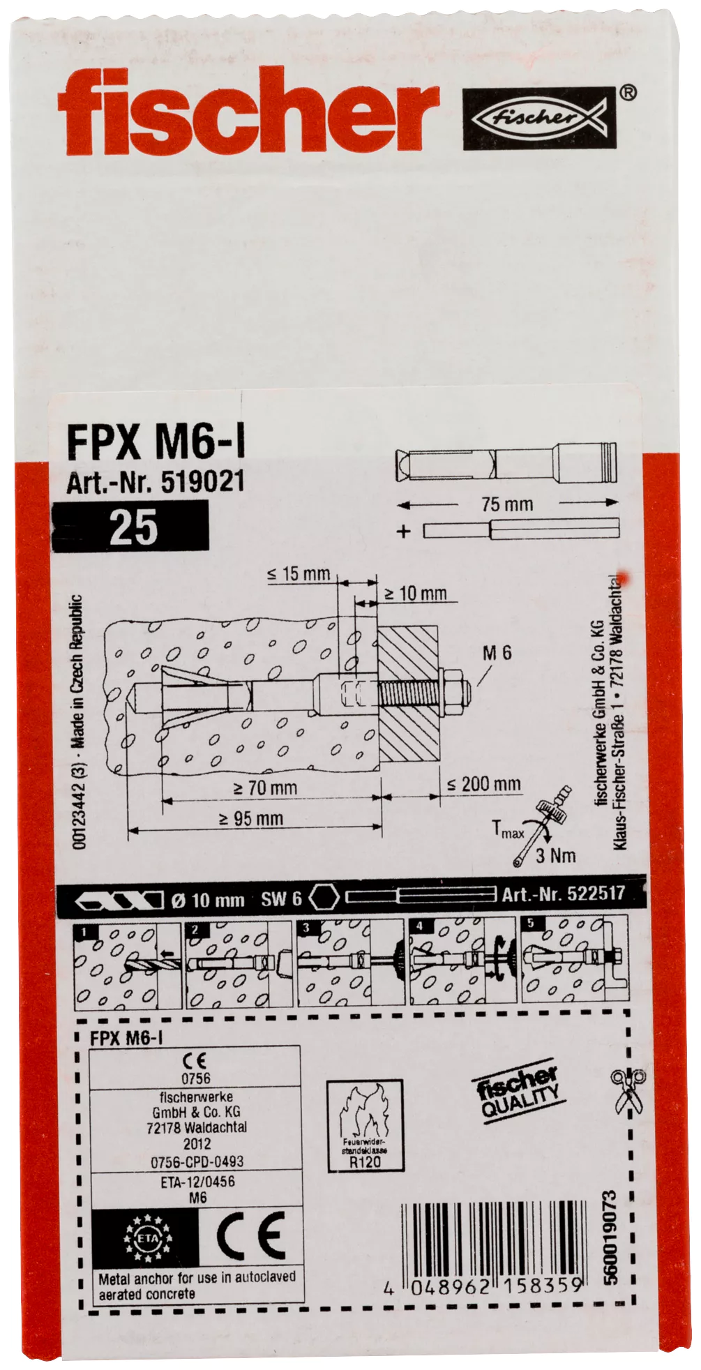 Fischer Анкер для газобетона FPX M6-I (фото 3)