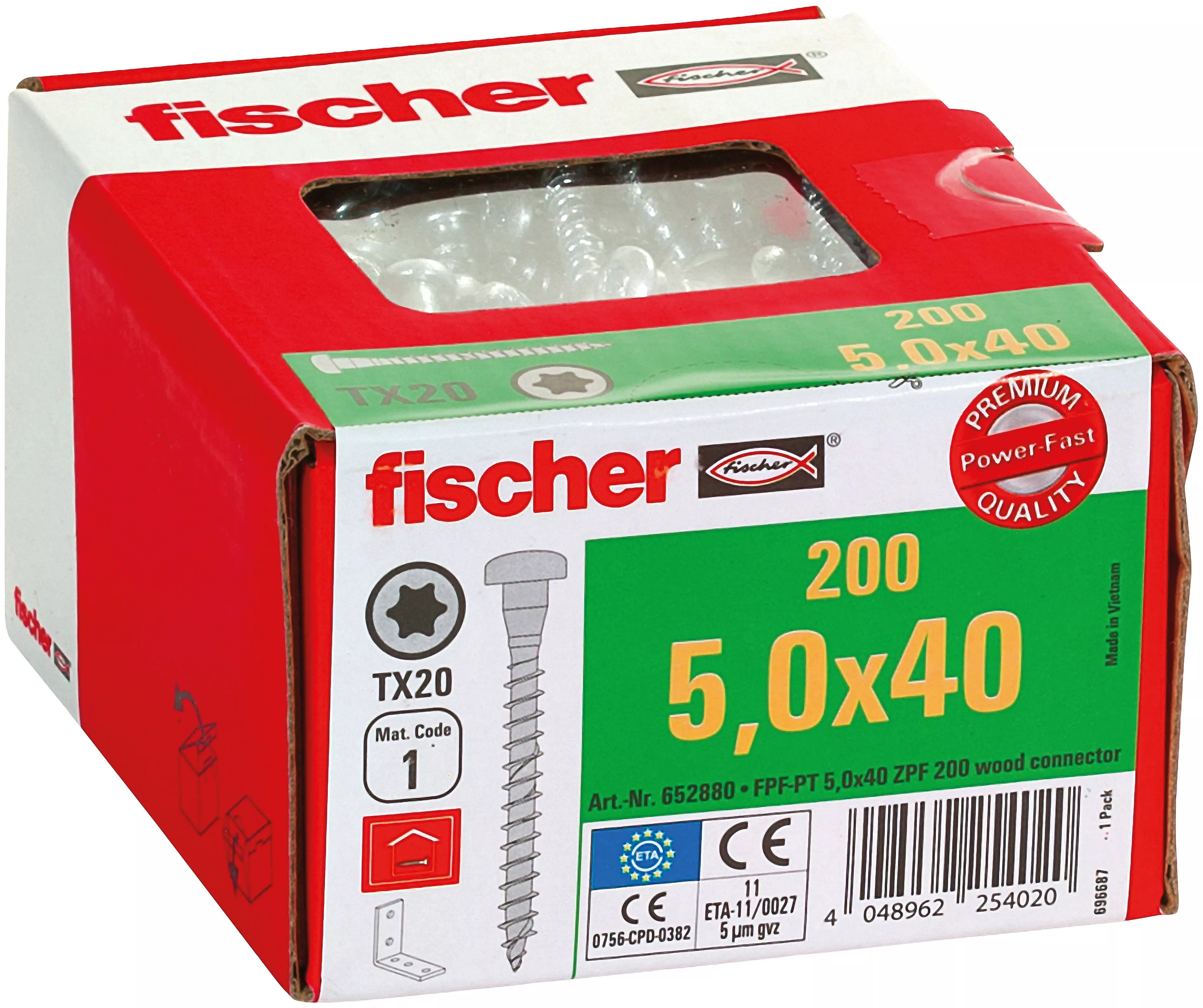 Fischer Винты для деревянных разъемов Power-Fast FPF-PT 5,0 x 40 ZPF 200 (фото 2)
