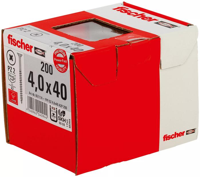 Fischer Винт для ДСП Power-Fast FPF-SZ 4,0 x 40 A2P 200 (фото 2)